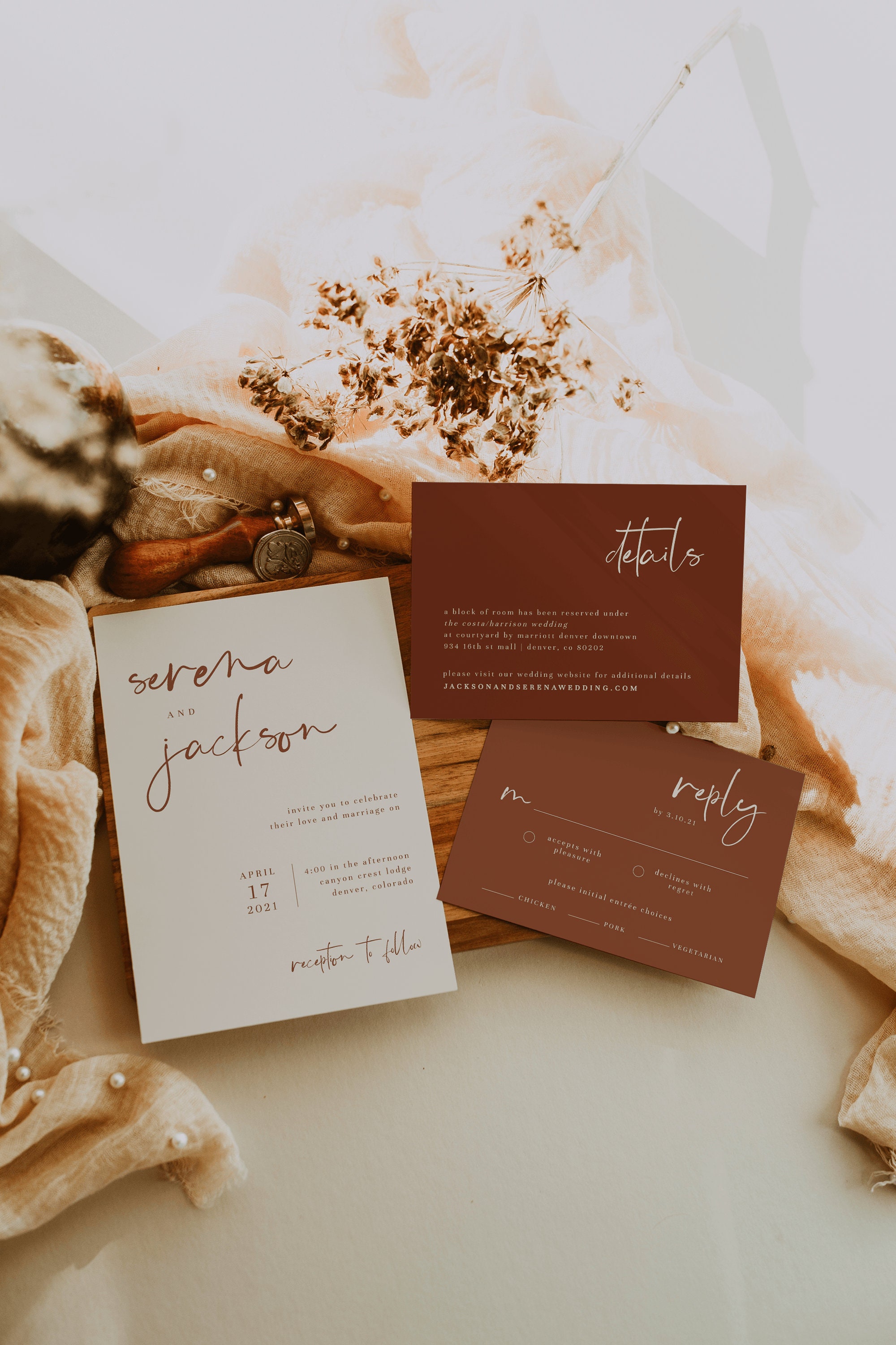 Warm Terracotta Wedding Invitation 