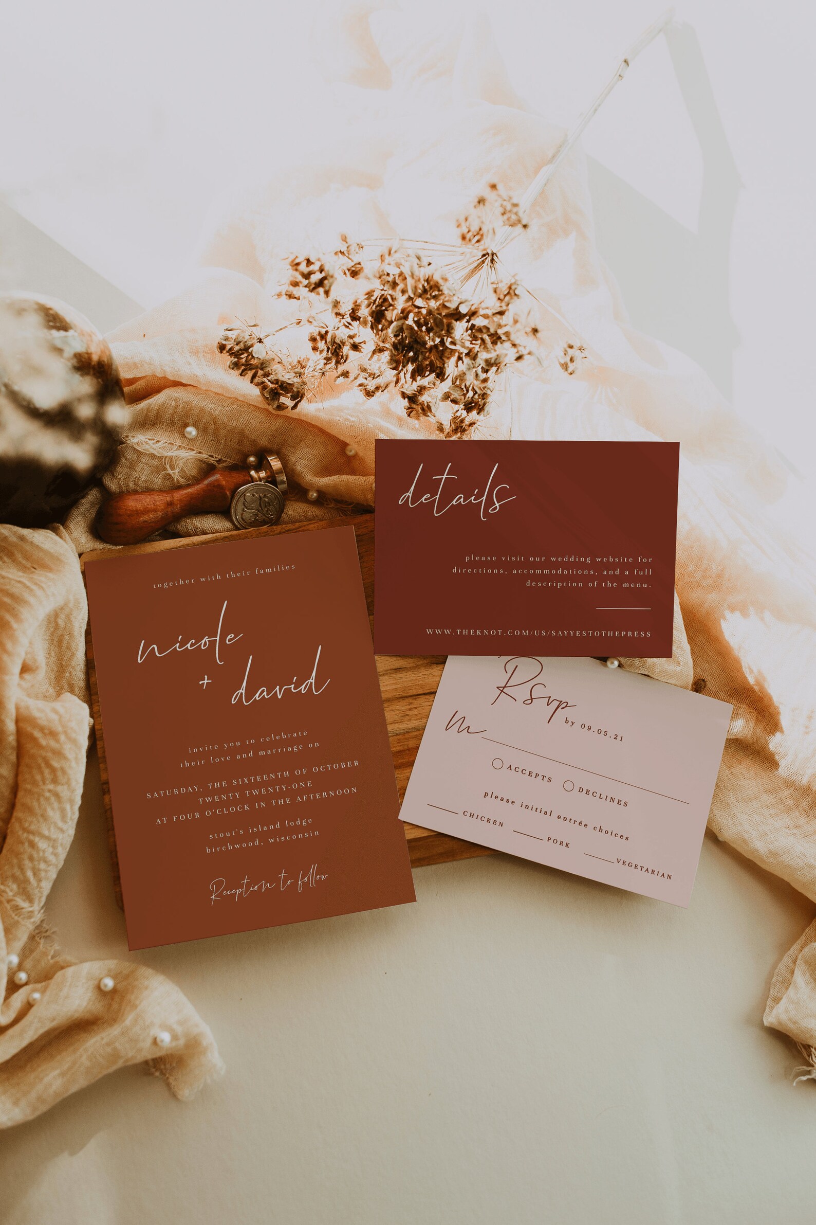 Terracotta Wedding Invitation Suite Printable Desert Wedding - Etsy