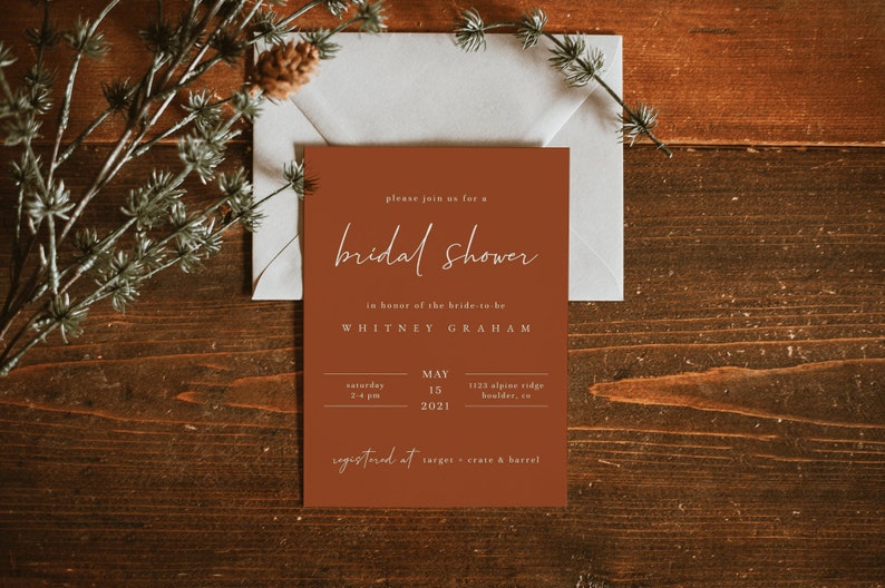 Terracotta Bridal Shower Invitation Template Boho Bridal Shower Invitation Editable Wedding Shower Invitation Instant Download image 6