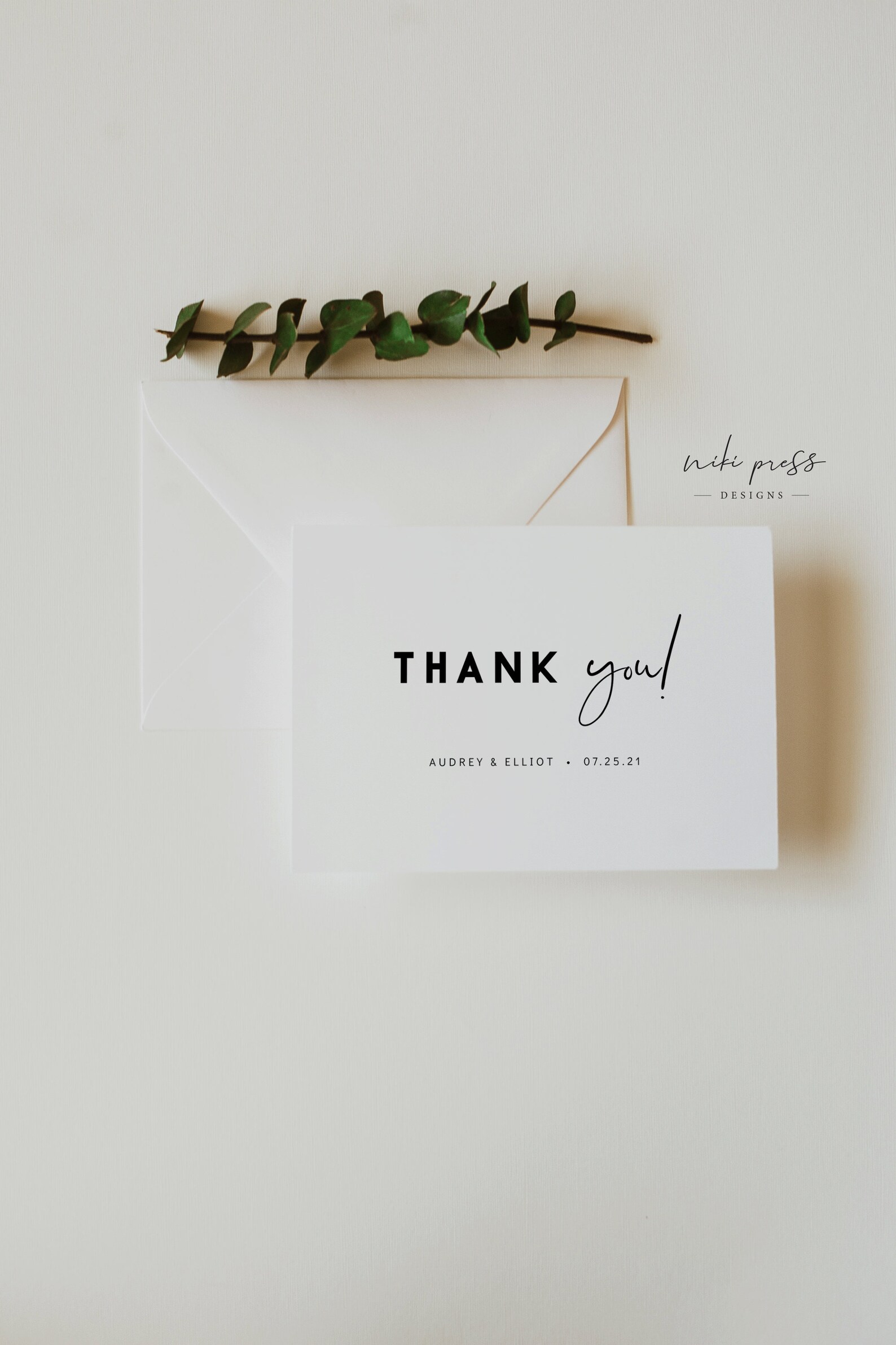Modern Wedding Thank You Card Template — Printable Minimalist Wedding ...
