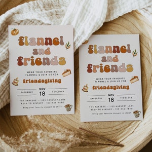 Modern Flannel and Friendsgiving Invitation Template, Thanksgiving ...