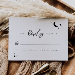 Over the Moon babyshower RSVP-kaartsjabloon | Genderneutraal babyshower | Moon Stars-babyshower | RSVP-briefkaart | RSVP-kaarten babyshower