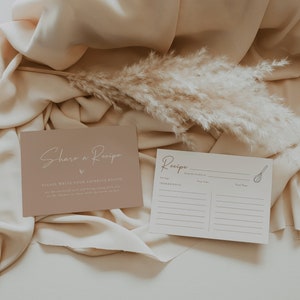 Receptkaart voor vrijgezellenfeest en sjabloon voor receptverzoek | Minimalistische receptkaart voor bruid | Recept delen met de bruid | Boho-collectie