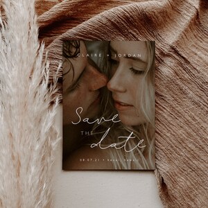Boho Save the Date Template — Photo Save the Date — Printable Save the Date — Editable Wedding Announcement