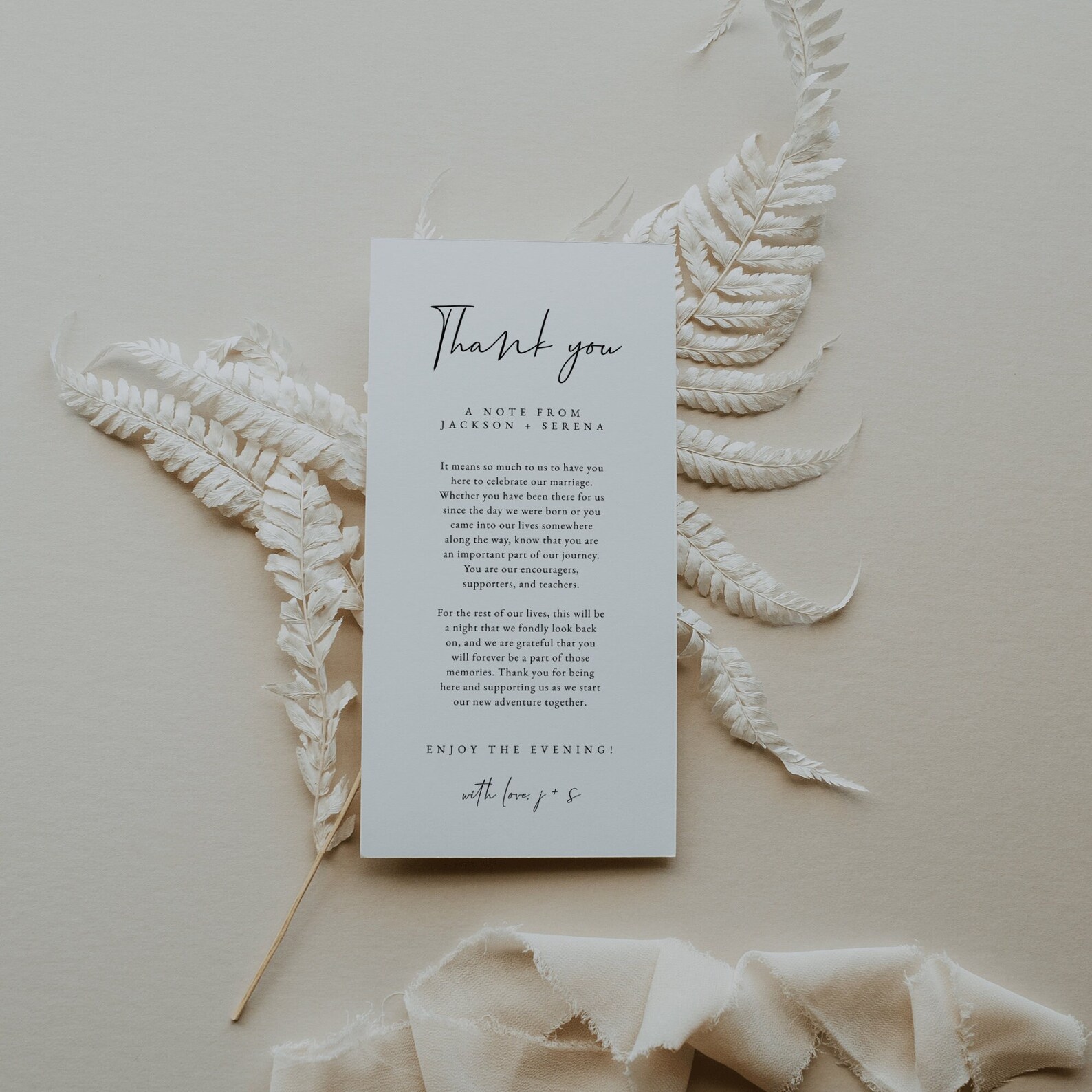 Wedding Table Thank You Card Template | Modern Thank You Note ...