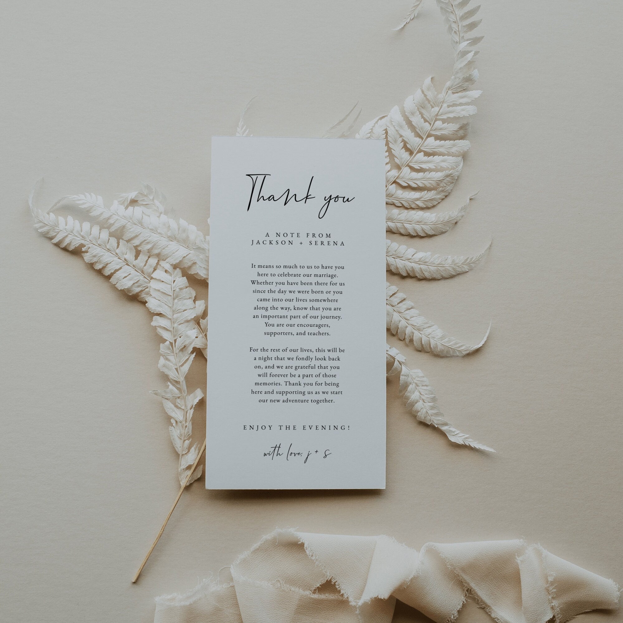 Wedding Table Thank You Card Template | Modern Thank You Note ...