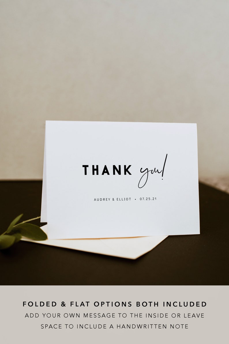 Modern Wedding Thank You Card Template — Printable Minimalist Wedding ...