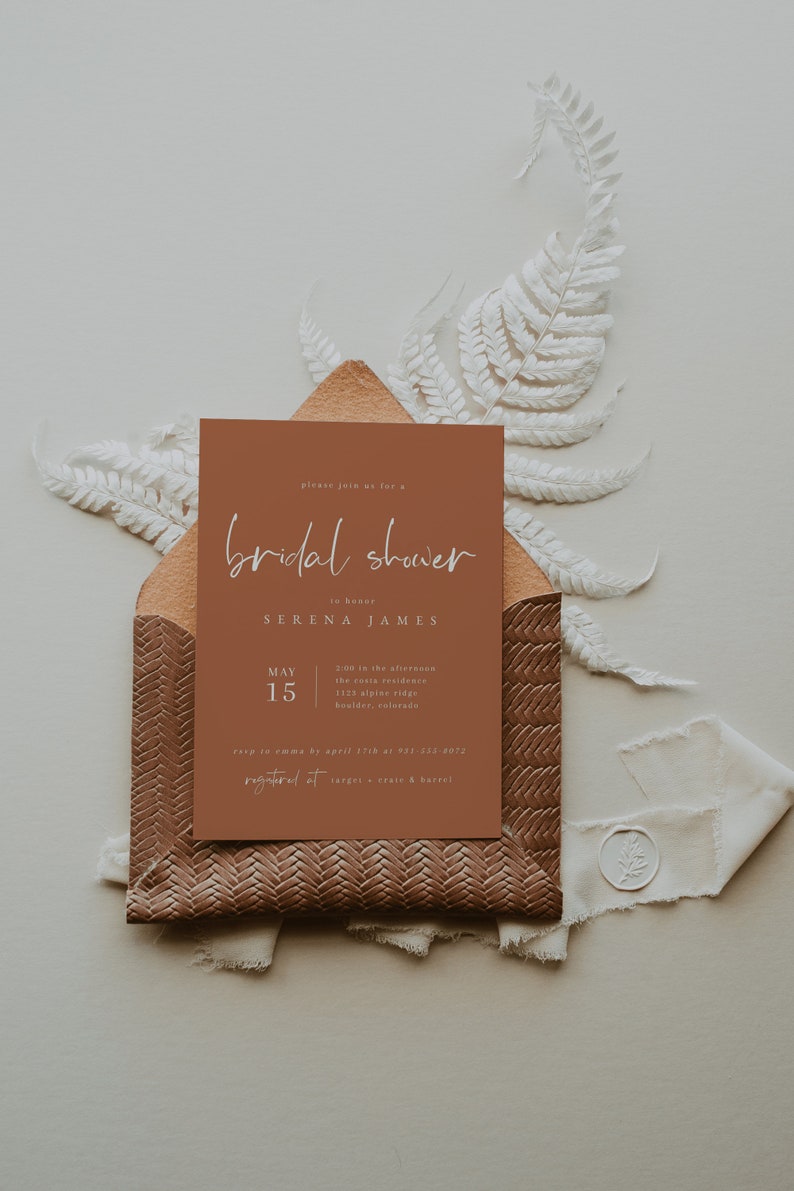 Desert Boho Bridal Shower Invitation Template Terracotta Bridal Shower Invitation Editable Wedding Shower Invitation Instant Download image 5