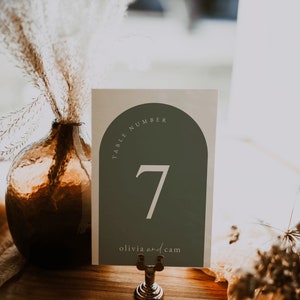 Arched Olive Table Numbers Template — Green Wedding Table Numbers ...
