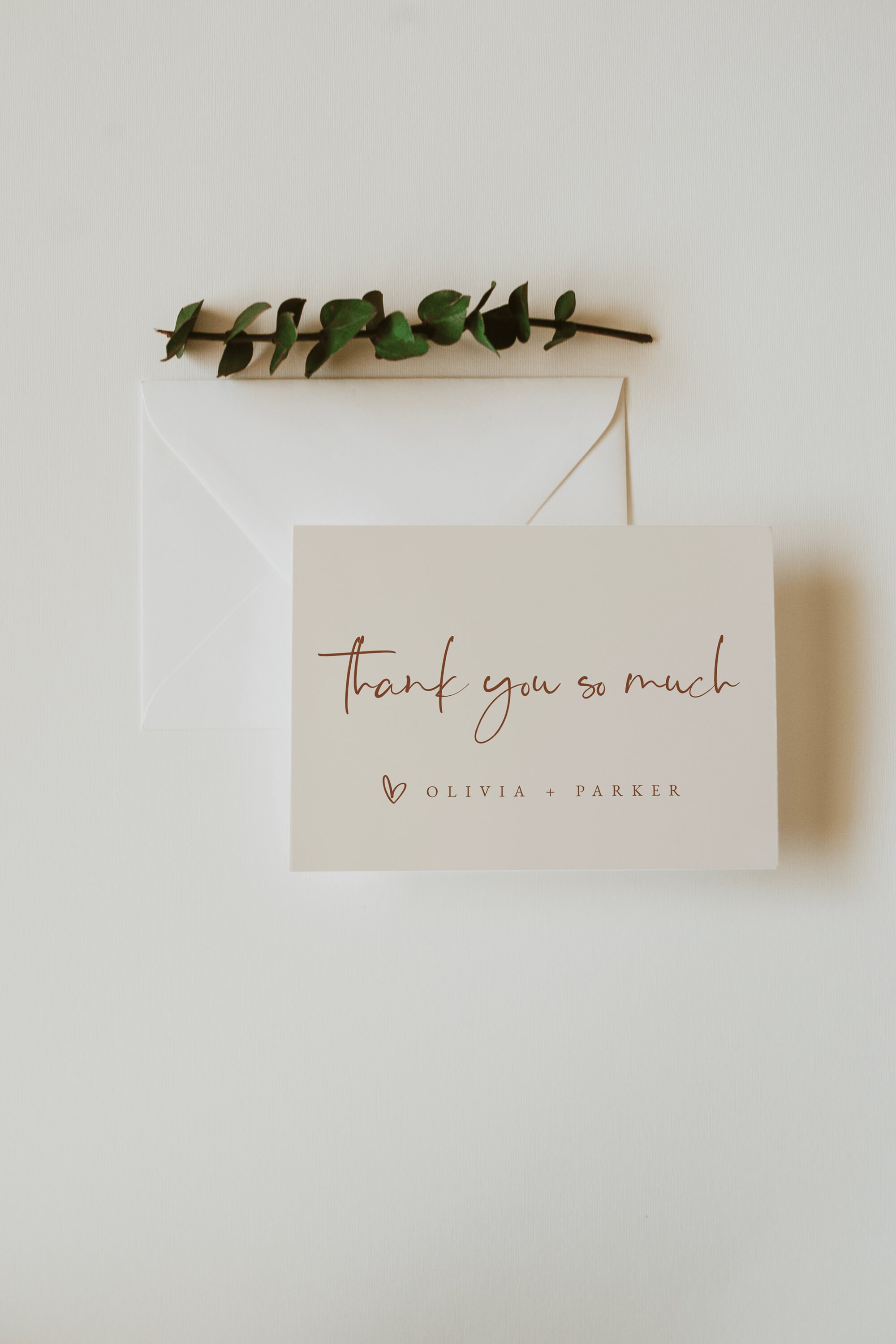 Warm Terracotta Wedding Thank You Card Template — Cream Wedding Thank ...