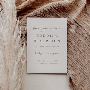 Creamy Minimalist Wedding Reception Invitation Editable Elopement Reception Party Invite Off White We Eloped Reception Invite image 1