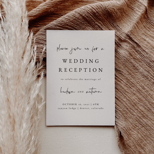 Creamy Minimalist Wedding Reception Invitation — Editable Elopement Reception Party Invite — Off White We Eloped Reception Invite