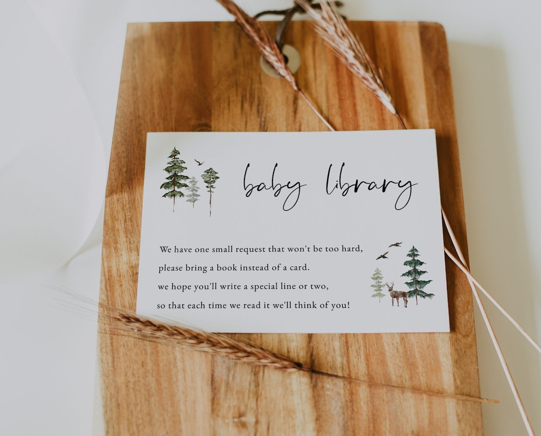 Baby Library Card Template | the Adventure Begins Baby Shower | Forest ...