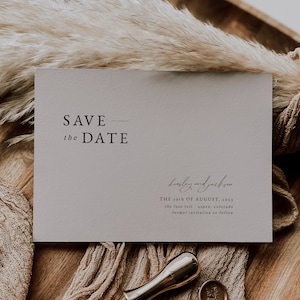 Elegant Minimalist Save the Date Template — Printable Modern Save the Date — Wedding Save the Date with Photo — Minimal Save the Date