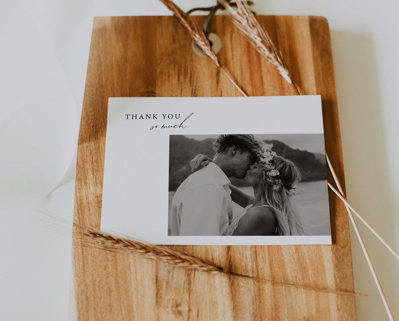 Minimalist Modern Wedding Thank You Card Template Printable Wedding Thank You Card with Photo Editable Thank You Card OLIVIA image 5