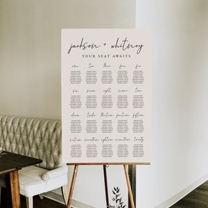 Modern Wedding Seating Chart Template Modern Boho Wedding Seating Chart Sign Minimalist Wedding Seating Sign Editable Download image 2