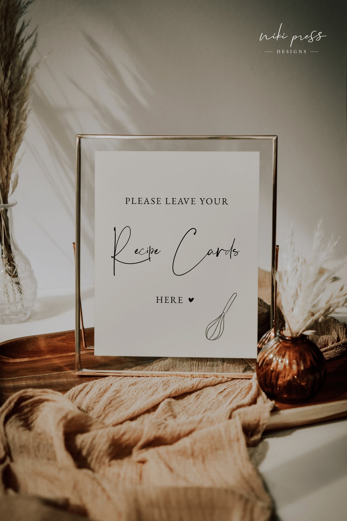 Recipe Card Sign Template Please Leave Your Recipe Cards | Etsy
