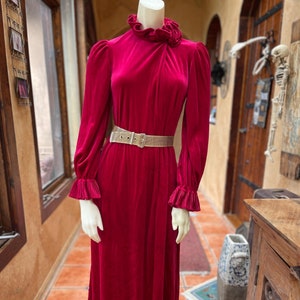 Vintage Tiefrot / Kastanienbraun Samtige Velour Robe