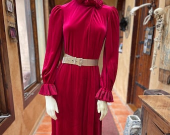 Vintage Deep Red/Maroon Velvety Velour Robe