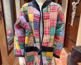 Chaqueta acolchada de patchwork de los años 90, talla L/XL