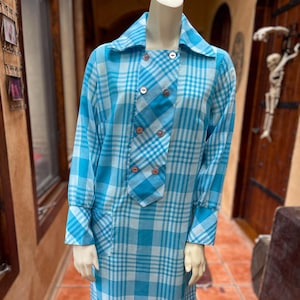 Vintage Blue Plaid Housedress