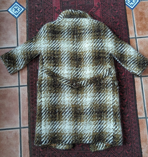Vintage Plaid Wool Brown Double Breassted Coat - image 2