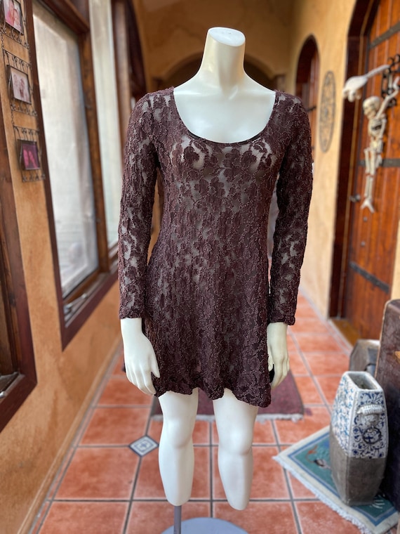 Betsey Johnson, Vintage 90s Betsey Johnson Lace Mini Dress Size L – Note: Faint Smoke Odor