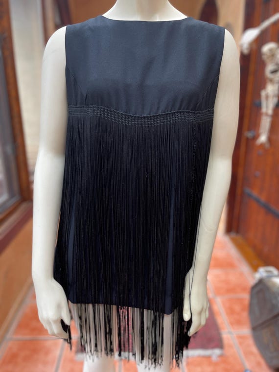 60s Black Fringe Mod Mini Shift Dress, Medium - Etsy UK
