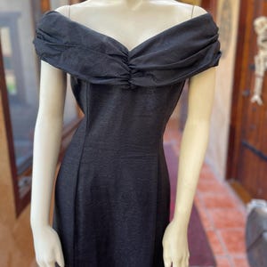 80s Black Off-the-Shoulder Gown by Loralie, Medium