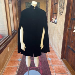 Vintage Black Velvet Cape, Small