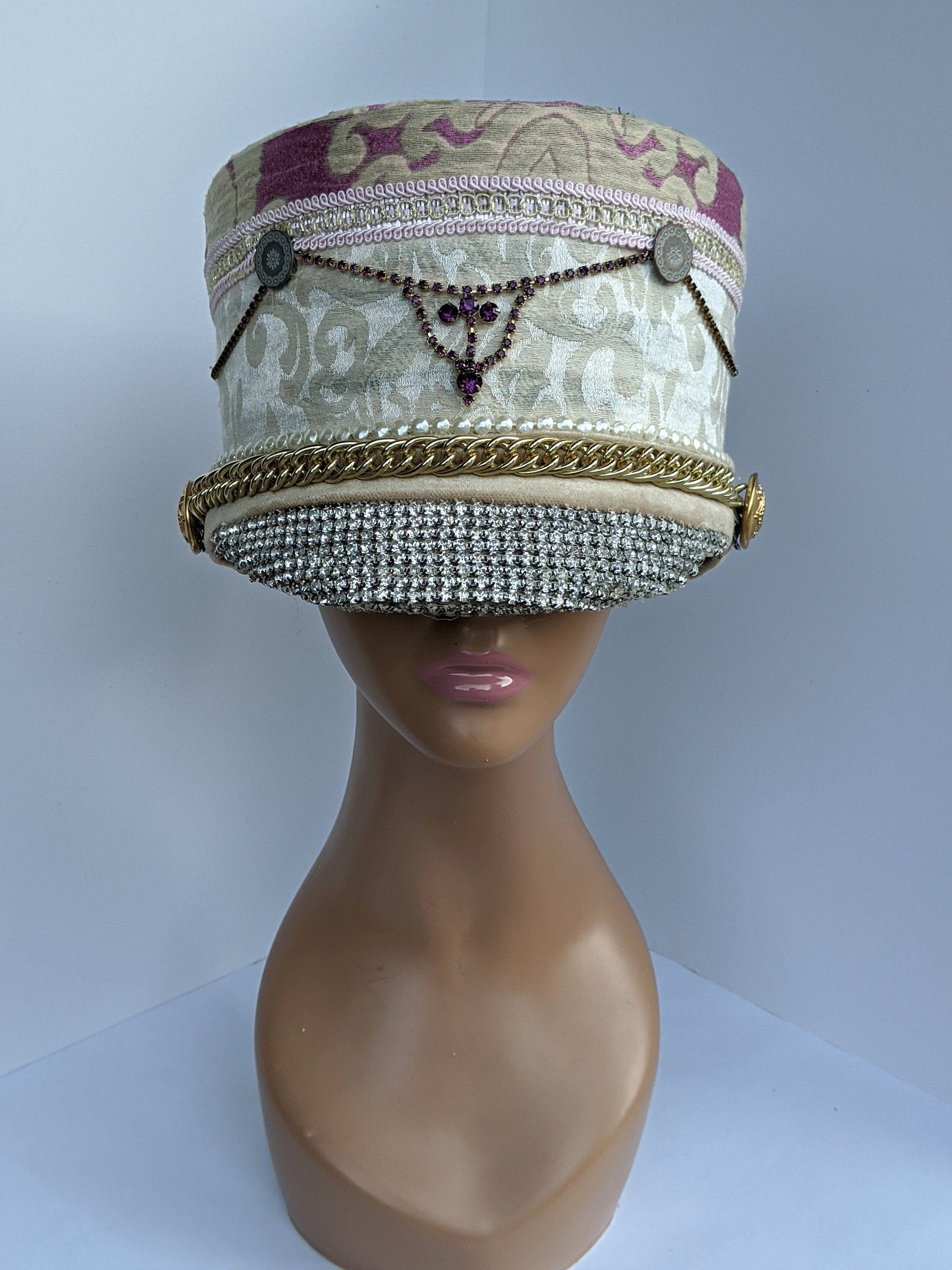 Marching band Crystal Embellished Hat Goddess Gaia Crystal Festival Marching Band Hat – KnightBeauties main image 2