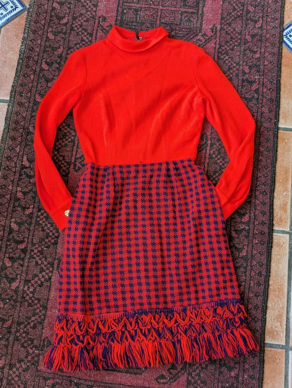 Anjac Fashions Red Plaid Knit Dress