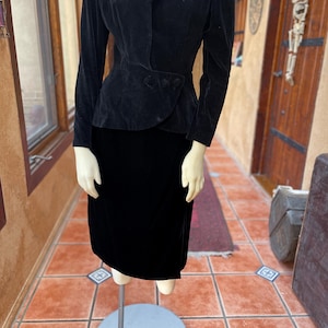 80s Black Velvet Pencil Skirt by Saks Fifth Avenue