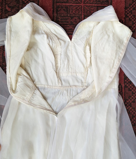 70s White Chiffon Angel Wing Gown - image 4