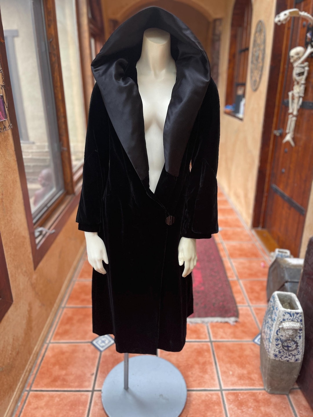 Velvet Long Coat - Velvet Carcoat - Black Coat main image 0