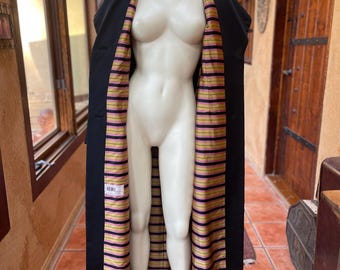 Cappotto nero vintage anni '60 Kreinick Park Avenue Originals con fodera a righe / S-M