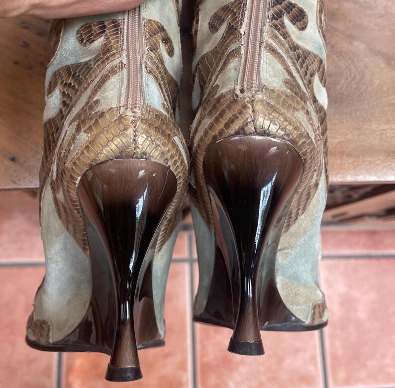 El Dantes Leather and Suede Inlay Stiletto Boots | EU 38 | US 7/8 image 8