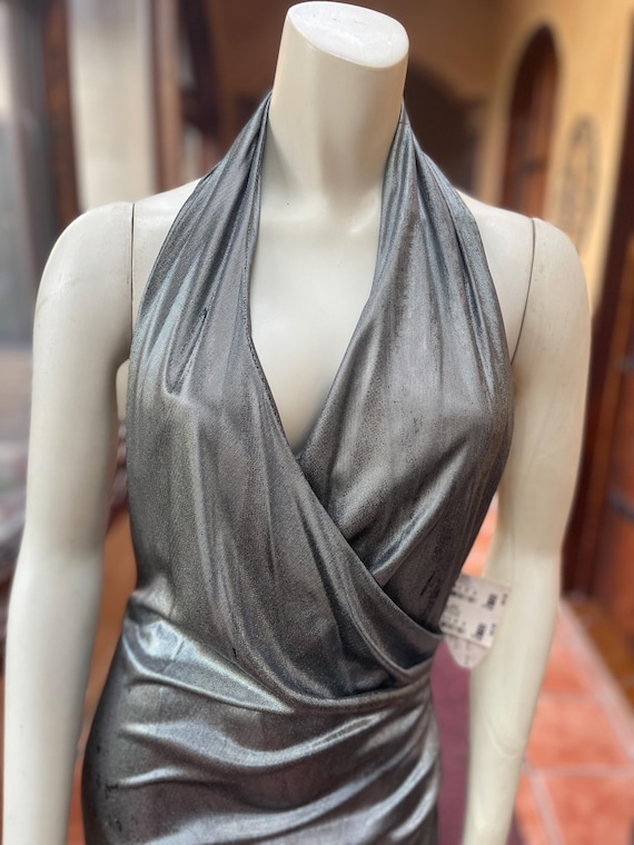 LA GLO Metallic Halter Dress - Deadstock 80s/90s Clubwear S/M