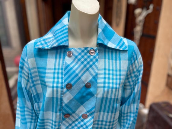 Vintage Blue Plaid Housedress - image 3