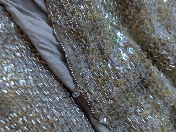80s/90s I.Magnin Silver Beaded Sequin Duster - image 8