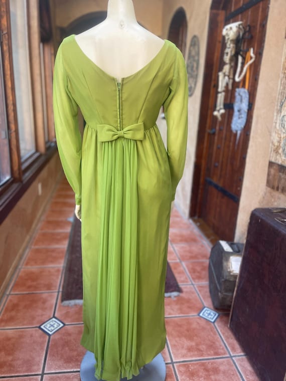 chartreuse dress Unique Vintage Chartreuse Floral Embossed Velvet Hooded Maxi Dress main image 0