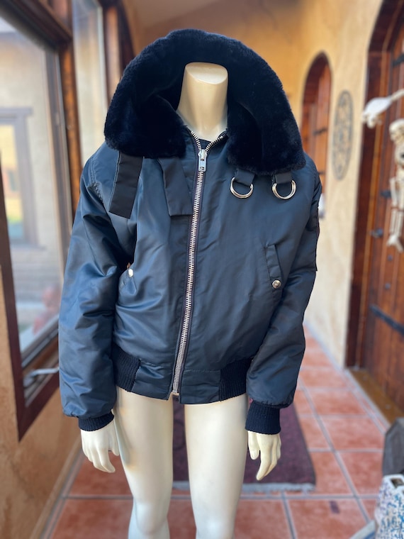 Vintage Sherpa Lined Flight Jacket, S/M