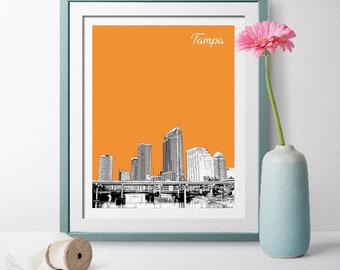 Tampa, Florida, Tampa Florida, Tampa Landscape, Tampa Gift, Travel Poster, Tampa Wall Art, Tampa Skyline