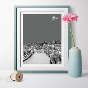 Bern Geschenk, Bern Drucke, Bern Kunst, Bern Poster, Bern Wandkunst, Bern Hochzeit, Schweiz Poster, Schweiz Kunst Bern Häuser Flüsse Brücken