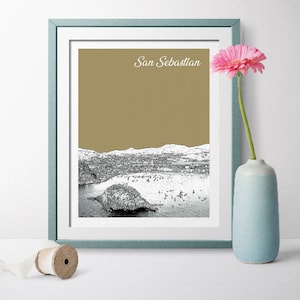 San Sebastian Travel Poster, San Sebastian Poster, San Sebastian Wall Art, San Sebastian Wedding, Spain Poster, Spain Art la concha’s bay