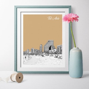 Israel Travel Poster, Tel Aviv Scenery, Tel Aviv Landmark, Tel Aviv Poster, Tel Aviv Wall Art, Tel Aviv Landscape, Israel Poster, Israel Art