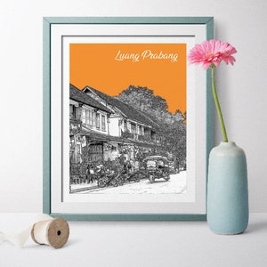 Laos Travel Poster, Luang Prabang Travel Poster, Luang Prabang Poster, Luang Prabang Wall Art, Luang Prabang Wedding, Laos Poster, Laos Art