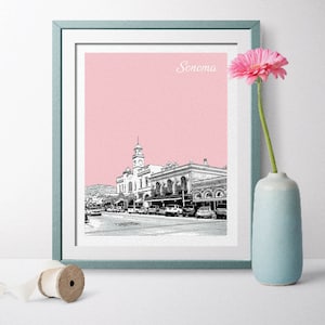 Sonoma, California, Sonoma California, Sonoma Landscape, Sonoma Gift, Travel Poster, Sonoma Wall Art, Sonoma Skyline