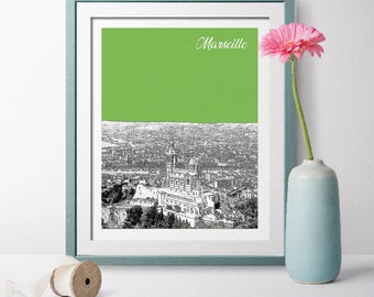 France Travel Poster,Marseille Cityscape, Marseille Art,Marseille Poster, Marseille Wall Art, Marseille Landscape, France Poster, France Art