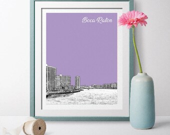 Boca Raton, Florida, Boca Raton Florida, Boca Raton Landscape, Boca Raton Gift, Travel Poster, Boca Raton Wall Art, Boca Raton Skyline